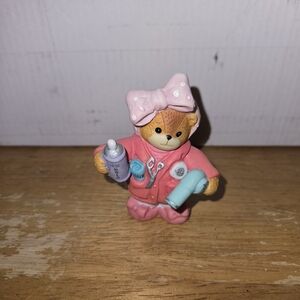 Pink Bear Figurine with Bow
